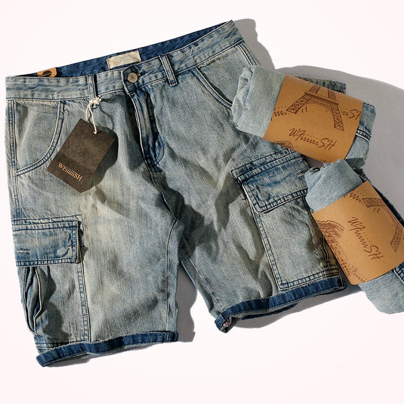 Denim Shorts Straight Casual Tooling Plus Size Trendy Men's Jeans For Men