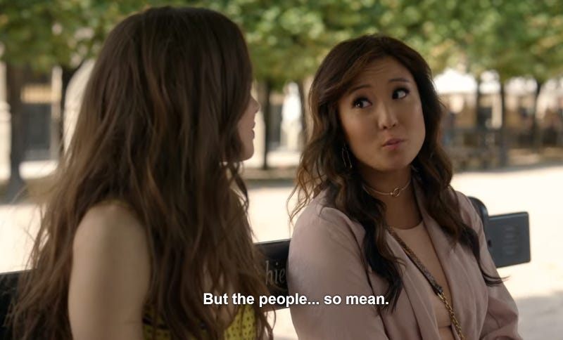 Iconic dialogue “Chinese are mean behind your back, French are mean to your face”