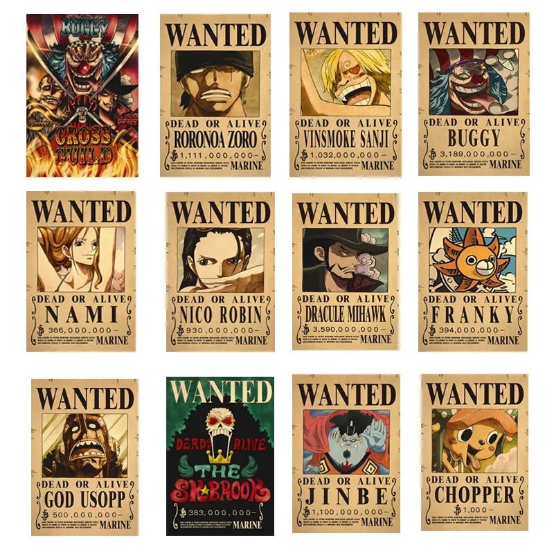 Review! One Piece Luffy New 3 Billion Bounty Wanted Posters New Four ...