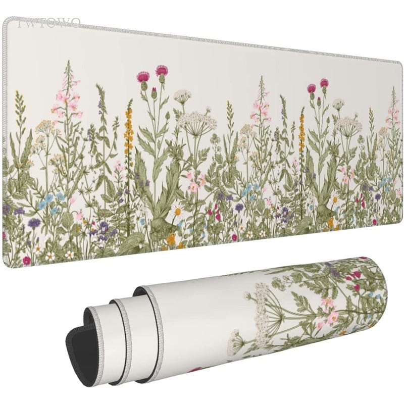 Hot Review! Mouse Pad Gaming Green Plant Flower Aesthetics XL Computer ...