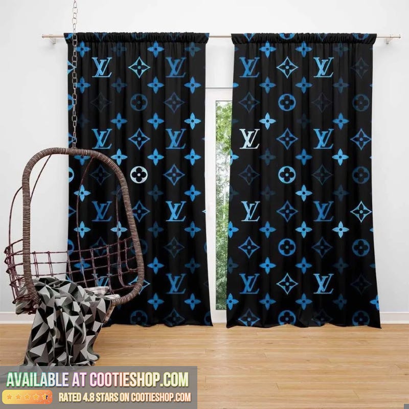 Louis Vuitton Blue Logo Black Luxury Fashion Premium Window Curtain Home D  #home decor #decor ideas, by Cootie Shop