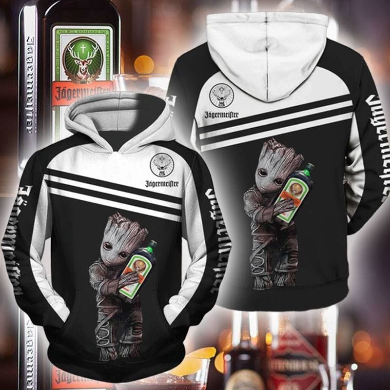 Baby Groot hug Jagermeister 3d hoodie | by Kybershop Store | Medium