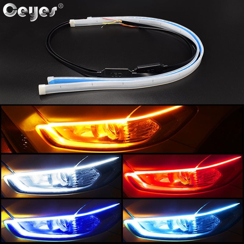 Strip Headlights Led DRL Daytime Running Lights Turn Signal Brake Side
