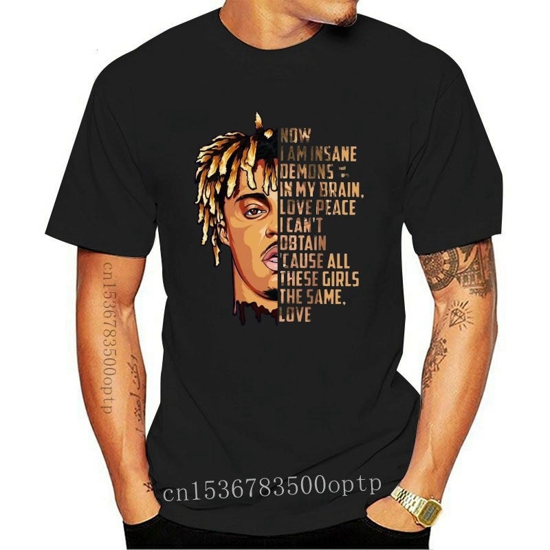 Juice WRLD Tshirt — Juice Wrld Now I am Insane Black Graphic Tee by