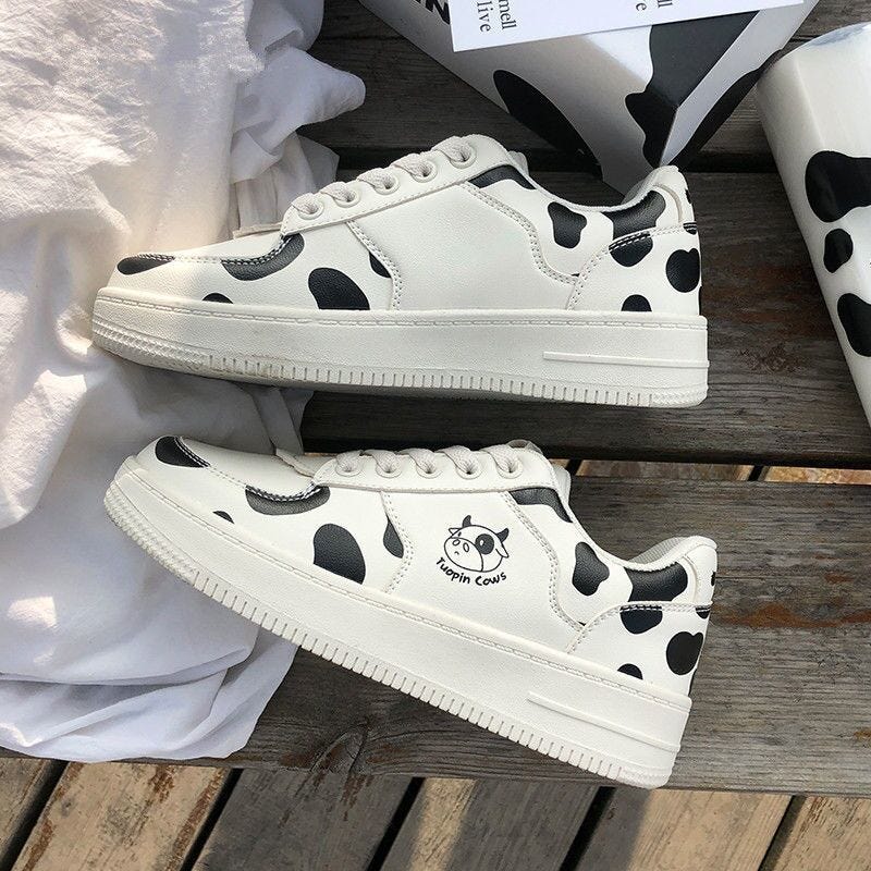 Chunky Sole Cow Print Sneakers