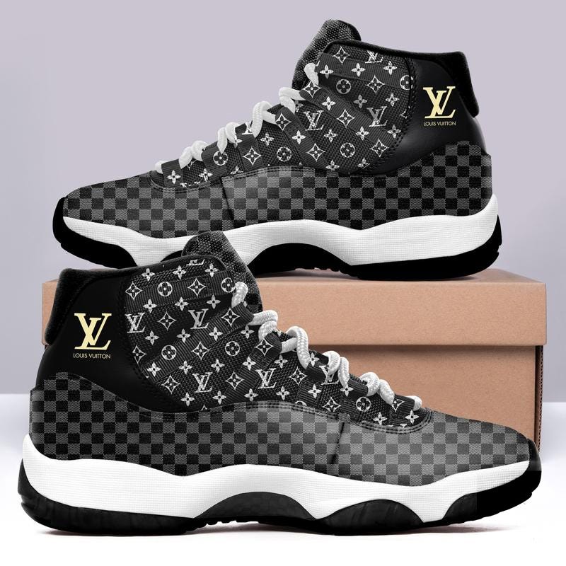 Black Monogram Louis Vuitton Air Jordan 11 Sneakers Shoes Hot Lv