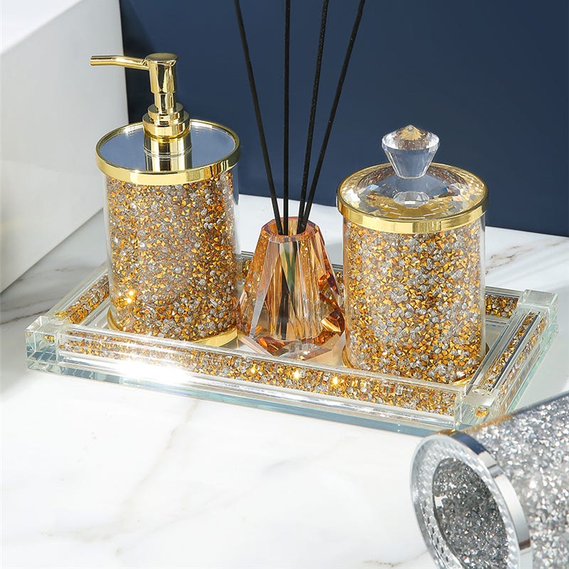 Bling and Function A Luxurious Review of the Rhinestone Bathroom Accessories Set by Textbass