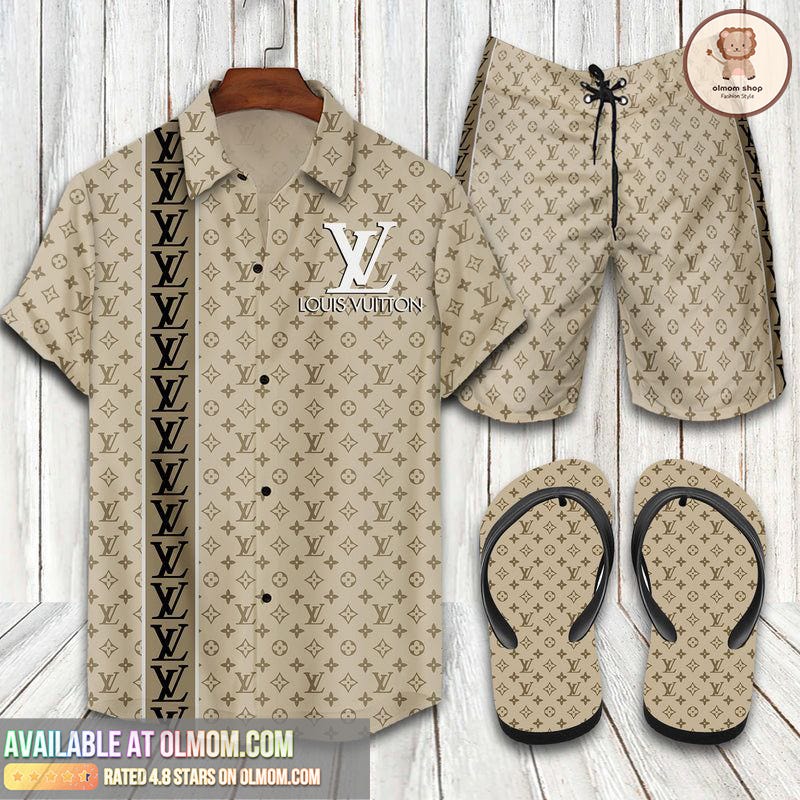 Louis Vuitton since 1854 Hawaiian shirt shorts flipflops - Owl Fashion Shop