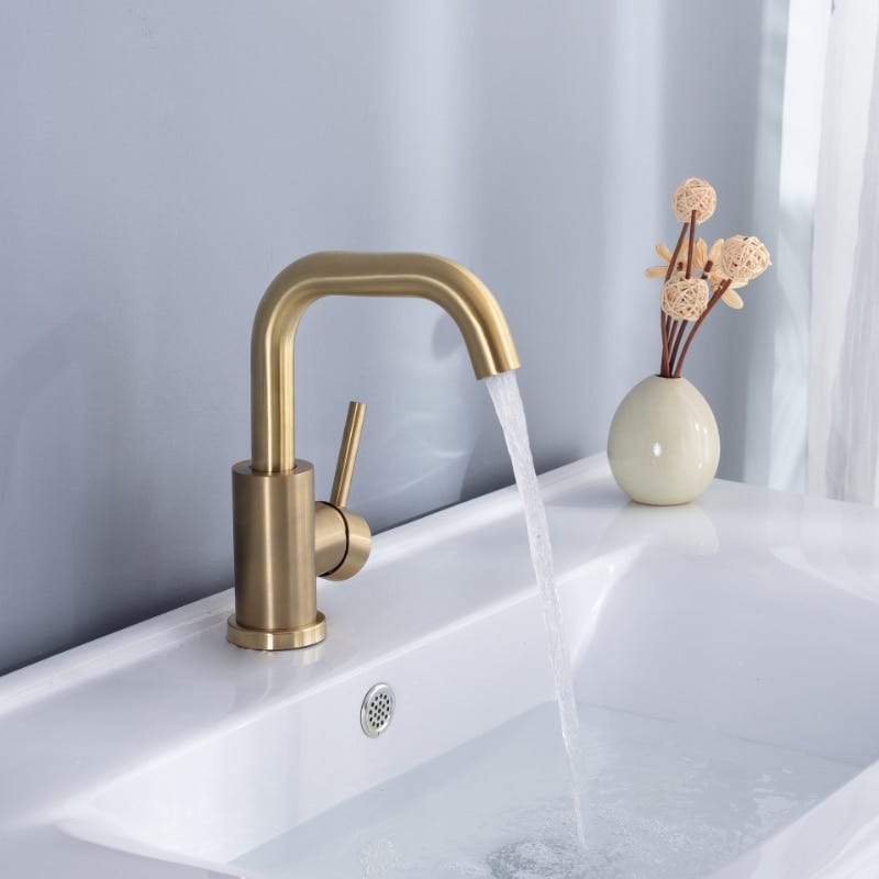 Hot Deals! Bathroom Faucet Brushed Gold Bathroom Basin Faucet Cold And