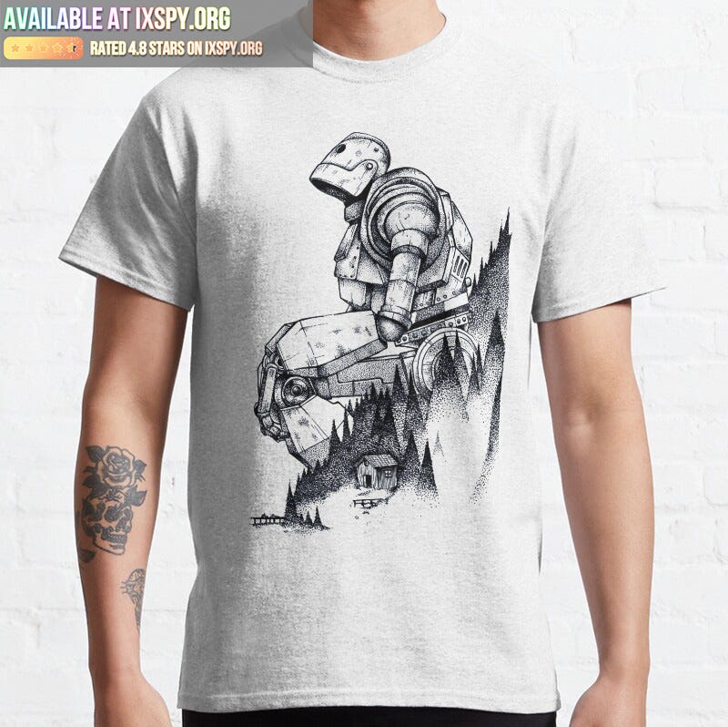T-Shirt Ragazzo Iron Giant Nel Bosco – Maglietta Bianca Manica Corta