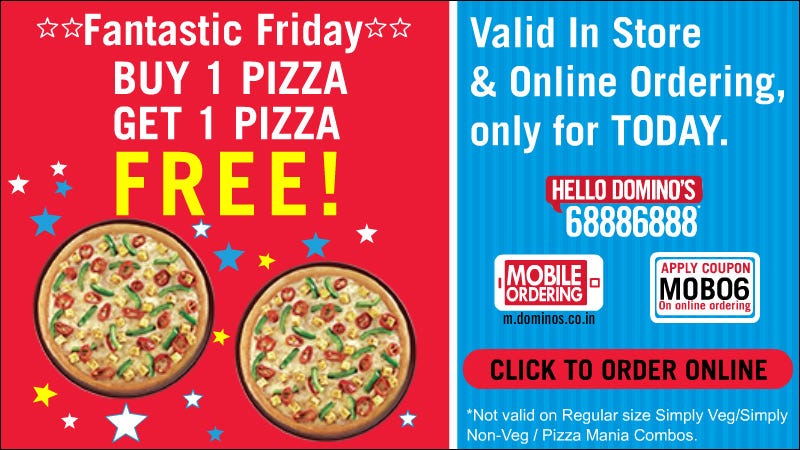 Trick to get more than 50% off on Dominos Buy one get one pizza deal | by  Atulmaharaj | Medium