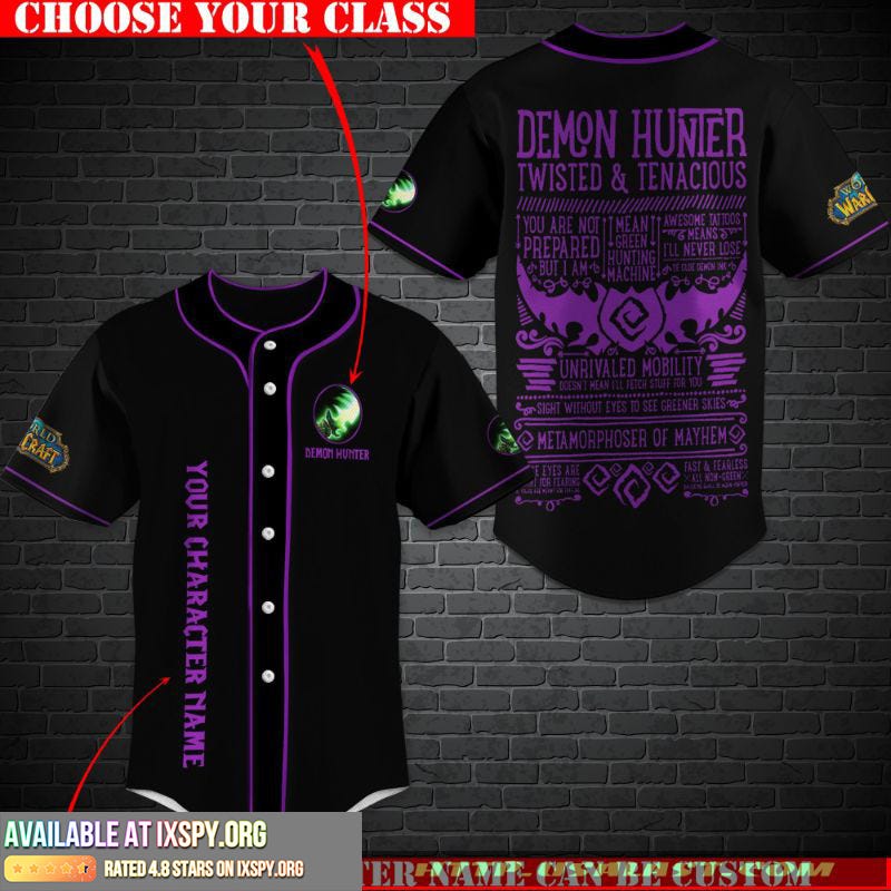 Personalized World Of Warcraft Demon Hunter Class Baseball Jers # ...