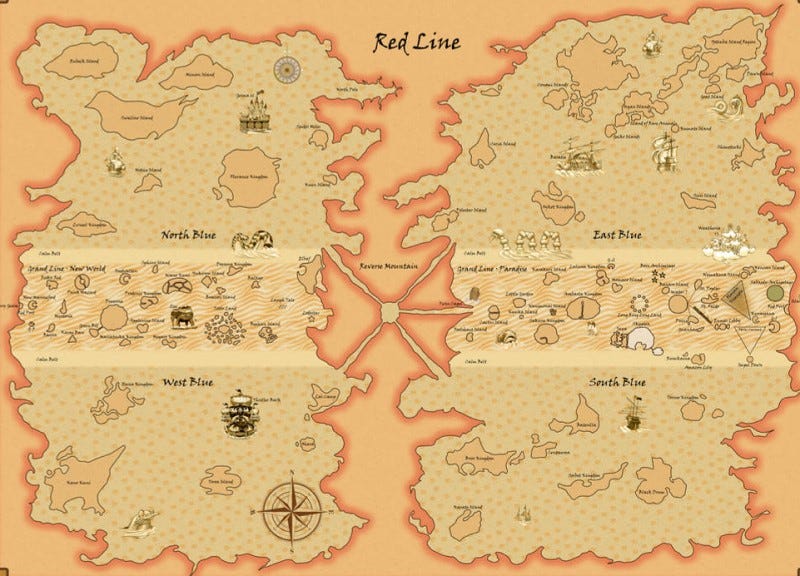 The World Map in One Piece's Huge Realm, by The Promised Neverland  Merchandise Store