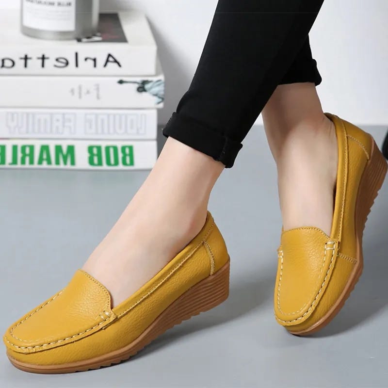 Hot Review! Women Shoes 2023 New Leather Flat Shoes Slip On Women
