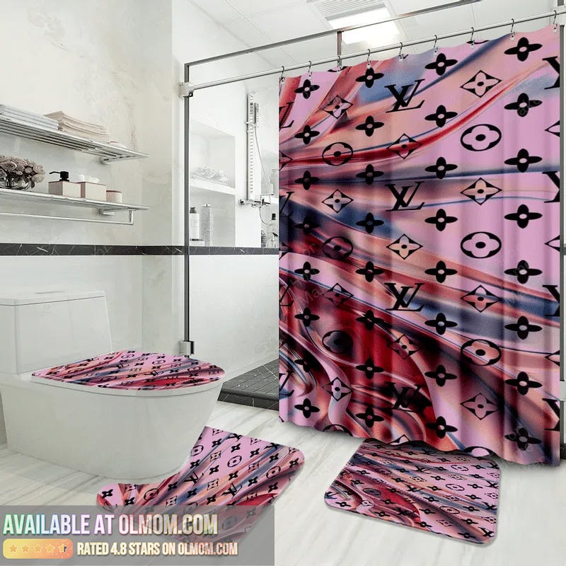 Louis Vuitton Bathroom Set Luxury Shower Curtain Waterproof Luxury