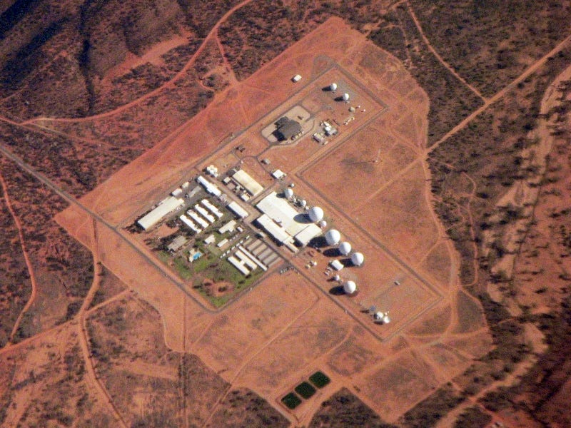 Pine Gap in Australia is just one of many global stations that collect intelligence information. Source: Wikipedia.