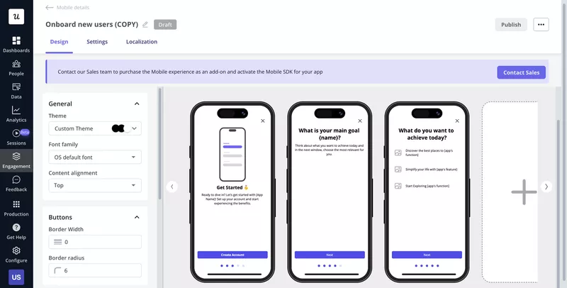 Build mobile-first onboarding flows with Userpilot’s DIY editor.
