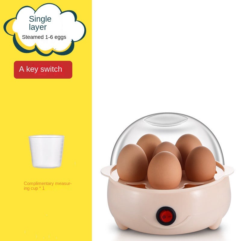 Egg Cooker Anti-Dry Burn Small Steamed Egg Machine Mini Egg Boiler Household Breakfast Gadget…