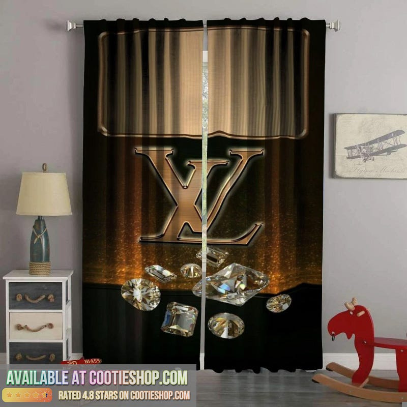 Louis Vuitton Black and Beige and Yellow Area Window Curtain