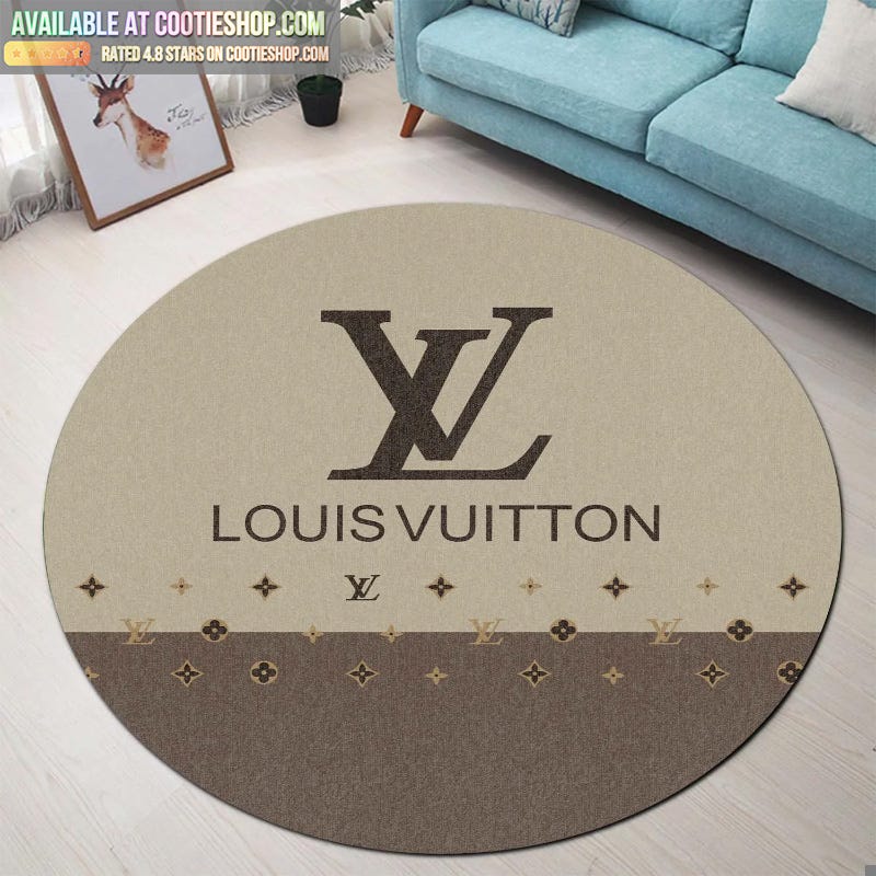 Louis Vuitton Light Grey Luxury Brand Round Rug Carpet Home Decor