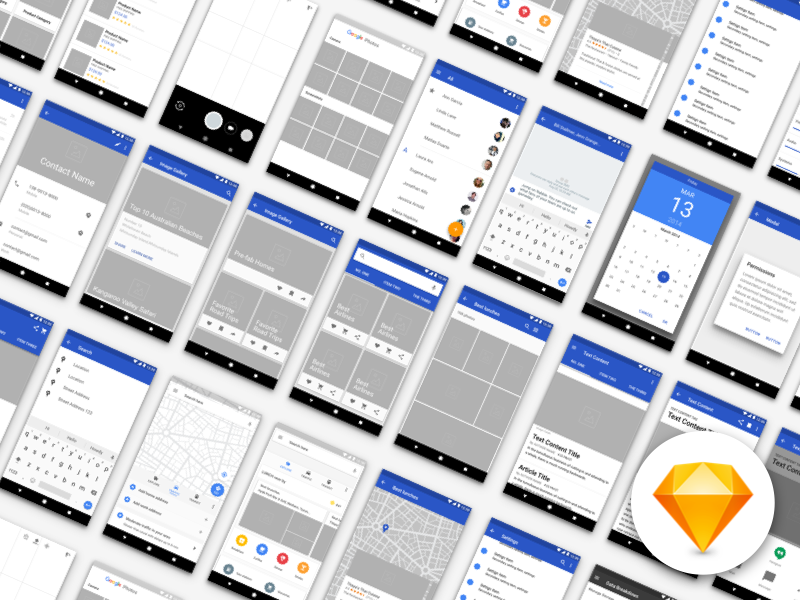 Android L Mobile  Tablet UI Template sketch by Vincent Tantardini on  Dribbble