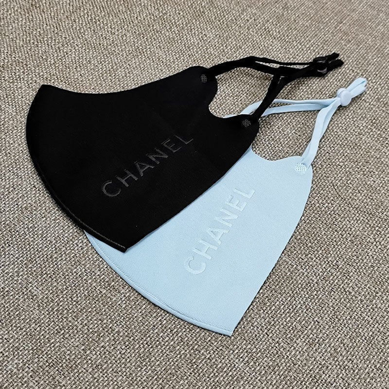 Luxury Chanel disposable face masks mesh tote bag, by Zizimasks
