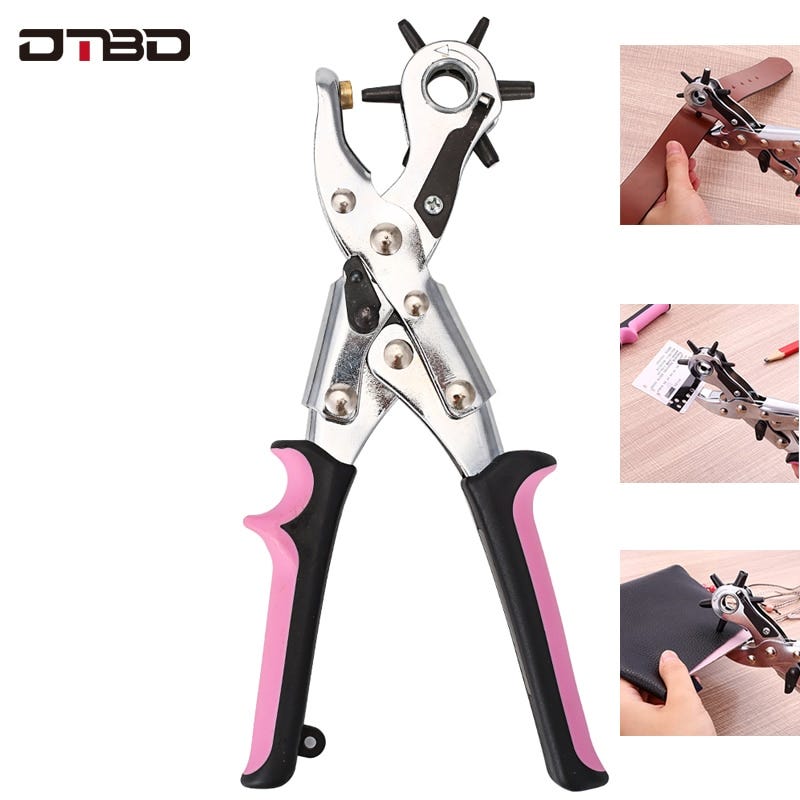 Leather Belt Revolving Puncher Eyelet Hole Hand Plier Craft Tools Strap