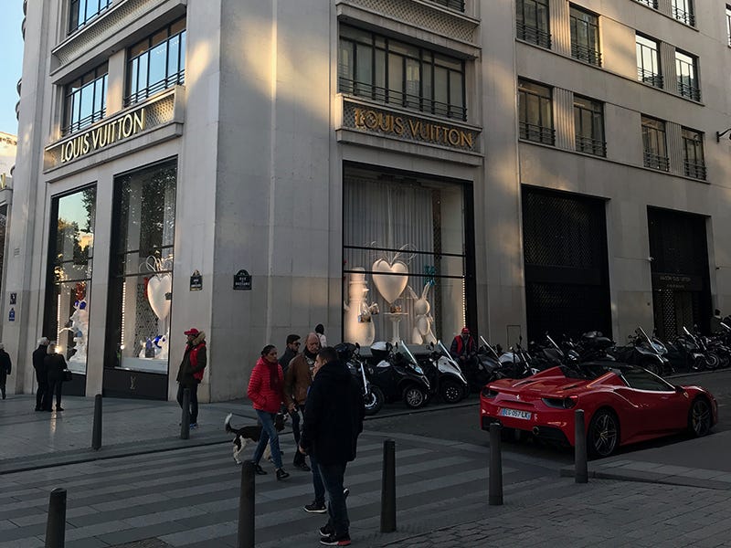 Louis Vuitton Store Is On The Champselysees In Paris Stock Photo