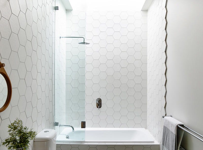Hexagon tile sale bathroom