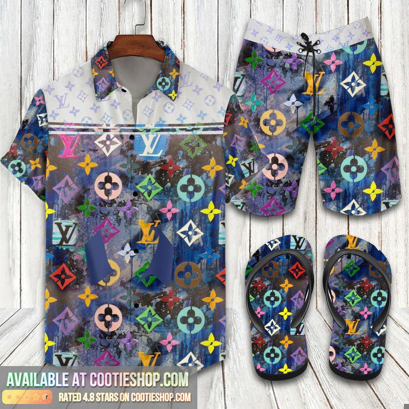 Louis Vuitton Lv Flip Flops Hot 2023 And Combo Hawaii Shirt