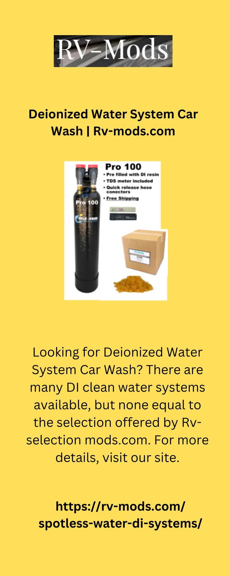 Deionized Water System Car Wash Spot Free Finish LLC