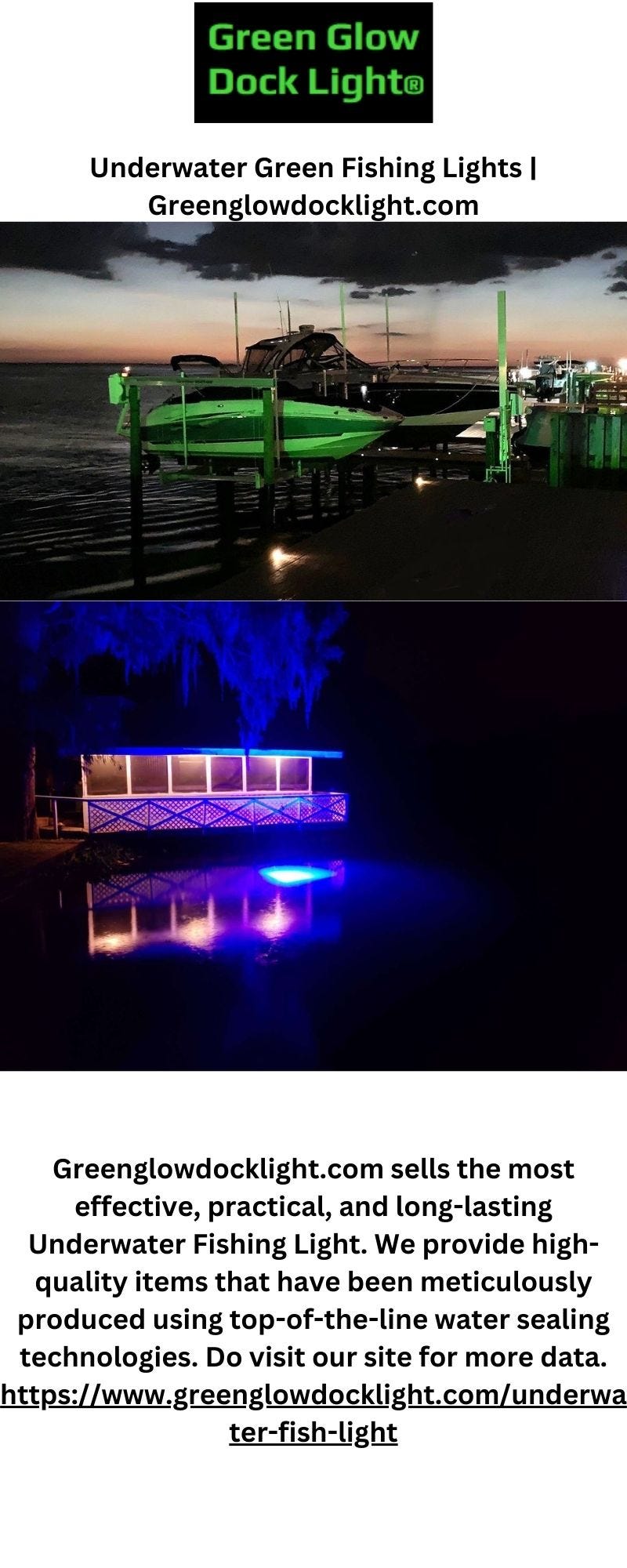 Underwater Green Fishing Lights  Greenglowdocklight.com - Green Glow Dock  Light LLC - Medium