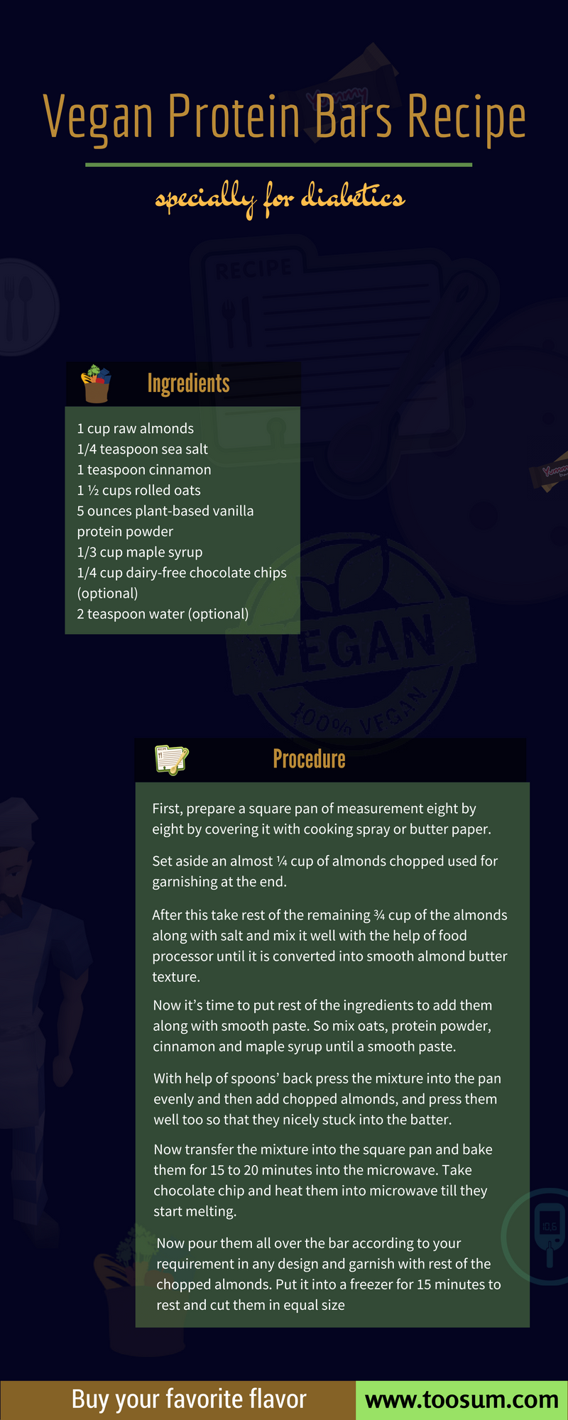 Vegan Protein Bars Recipe Specially for Diabetics by toosum foods