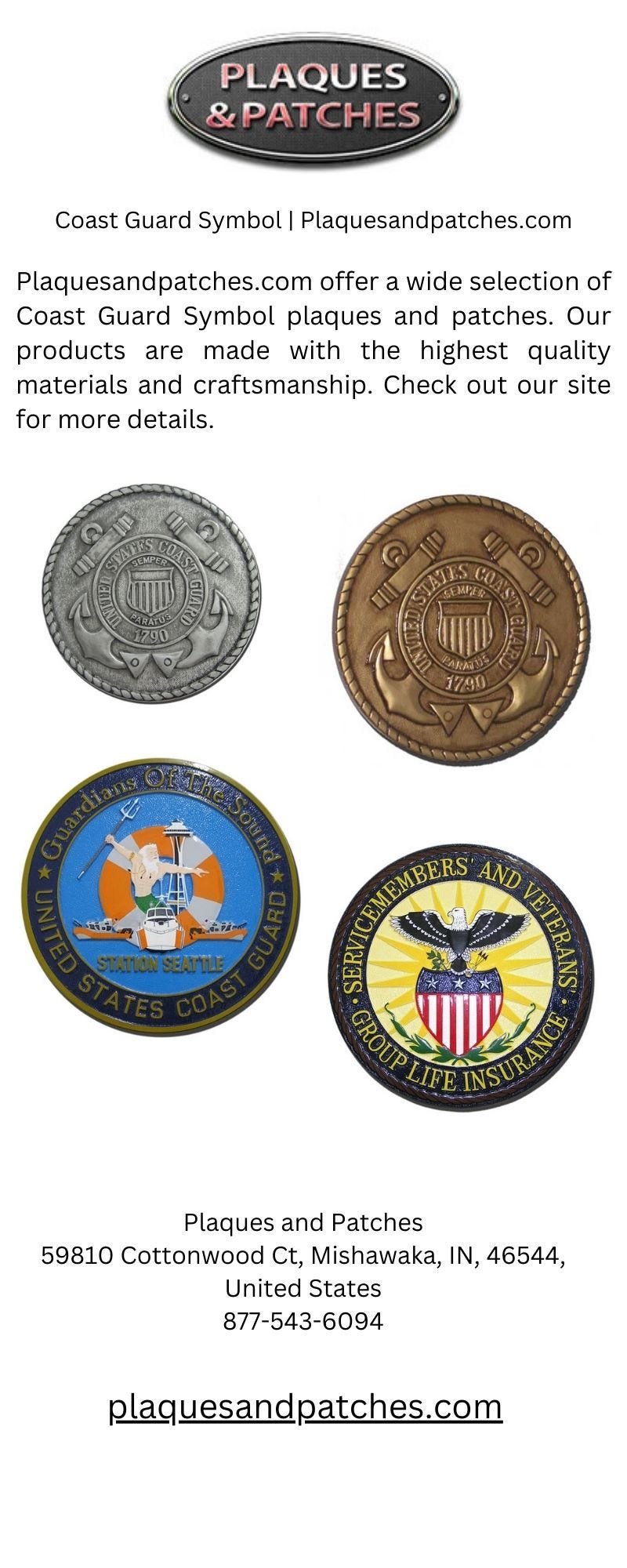 Coast Guard Symbol Plaques and Patches Medium