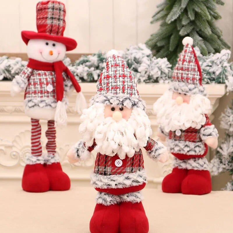 Big Santa Claus Elk Snowman Plush Retractable Doll Christmas