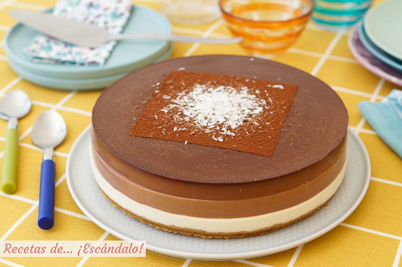 Receta de tarta de 3 chocolates