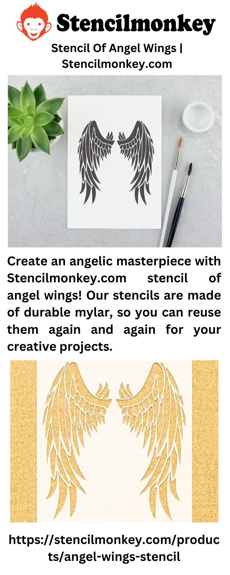 Stencil Of Angel Wings  Stencilmonkey.com - stencilmonkey - Medium