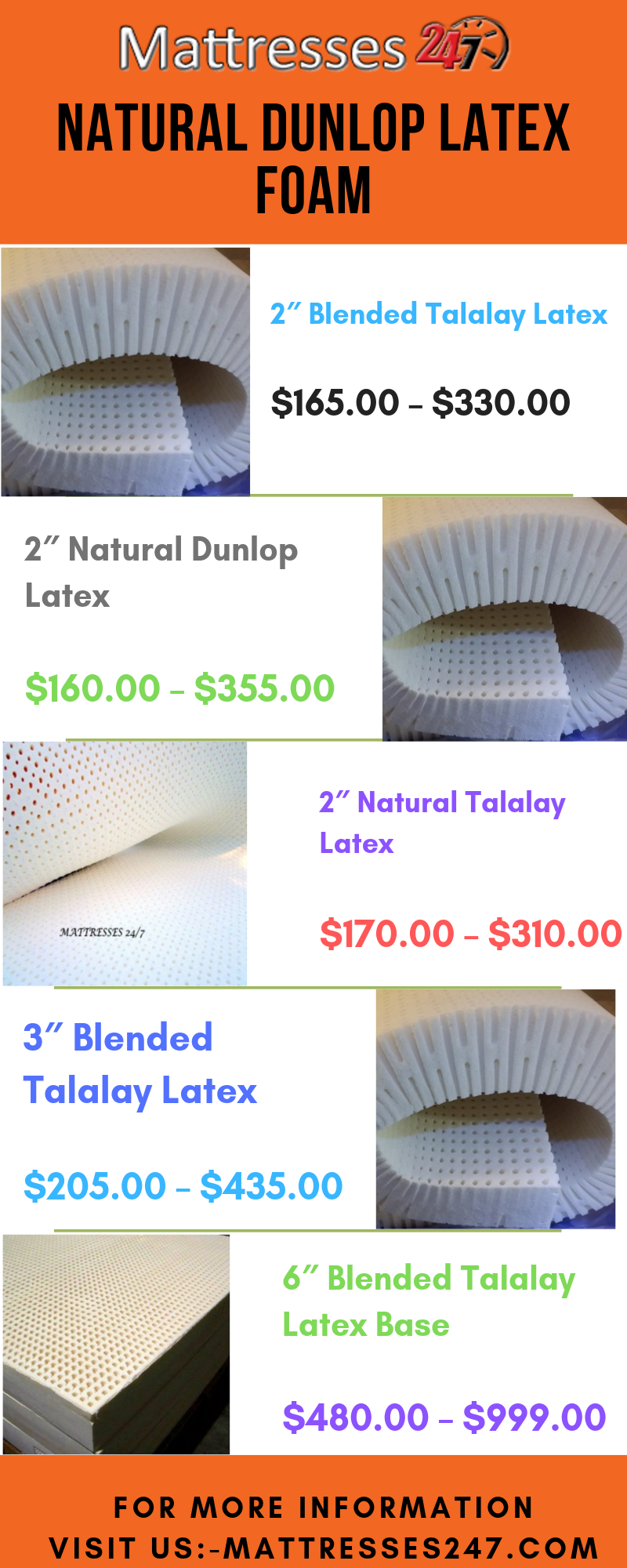 Natural Dunlop latex foam. Buy natural Dunlop latex foam here with