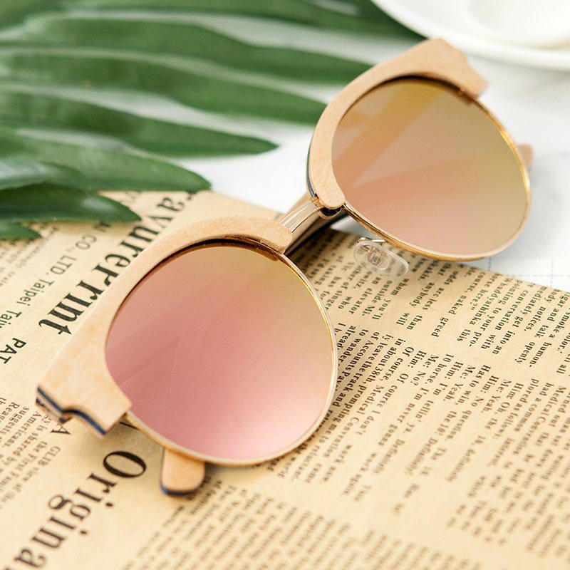 JR Polarized UV400 Bamboo Sunglasses Justrichh Medium