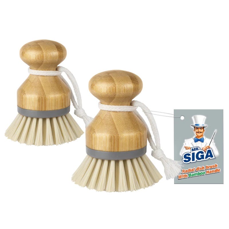 MR.SIGA Round Dish Brush, Size: Dia 5.5 x 25cm - Set of 3