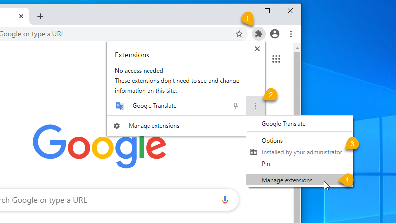 Manage your extensions using the extensions button in the toolbar