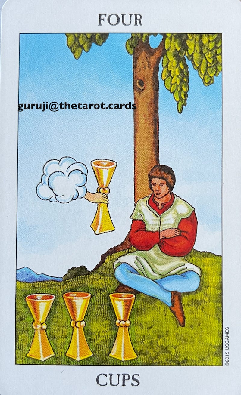 Tarot Card of the Day: Four of Cups | by Vik Kumar | The Tarot Cards by  Guru Ji