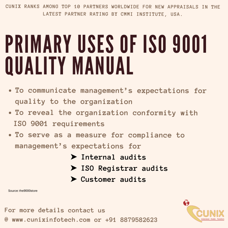 Primary Uses of ISO 9001 Quality Manual by Cunix Infotech Medium Primary Uses of ISO 9001 Quality Manual by Cunix Infotech Medium