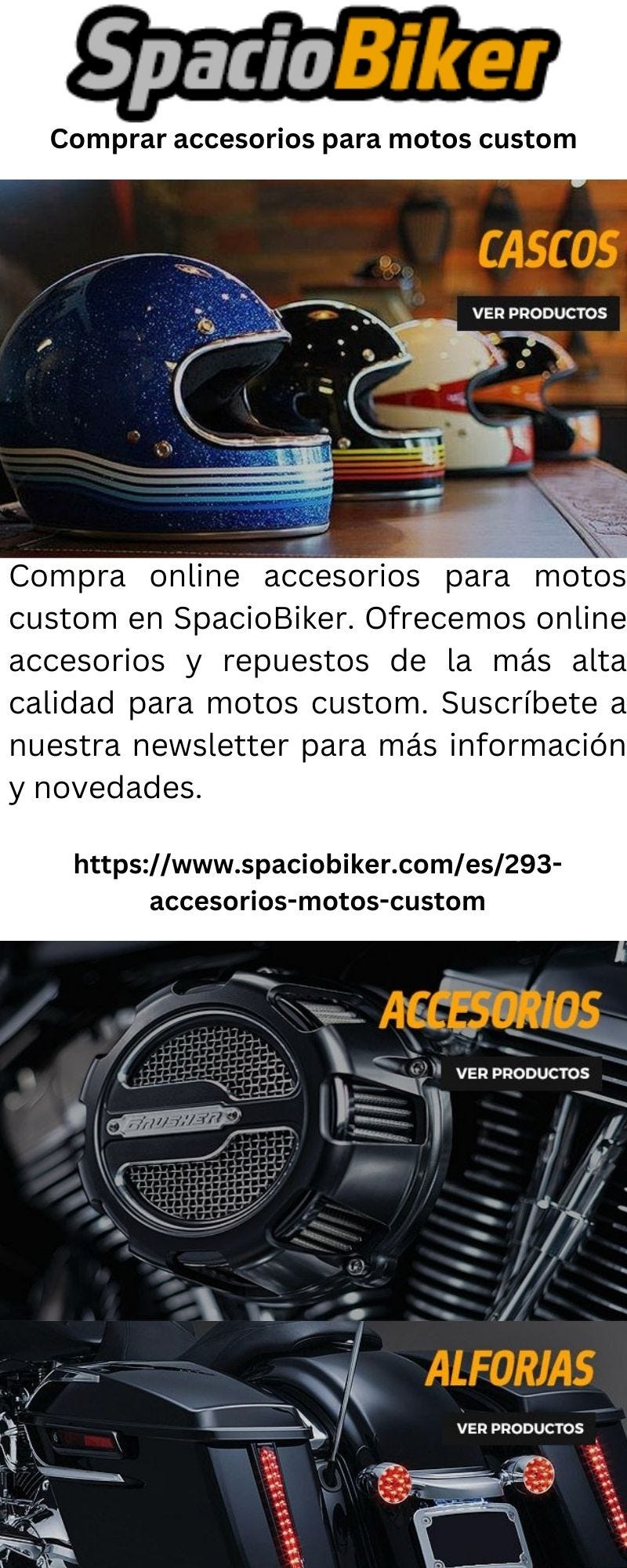 Accesorios Moto Custom, Spaciobiker.com/es/