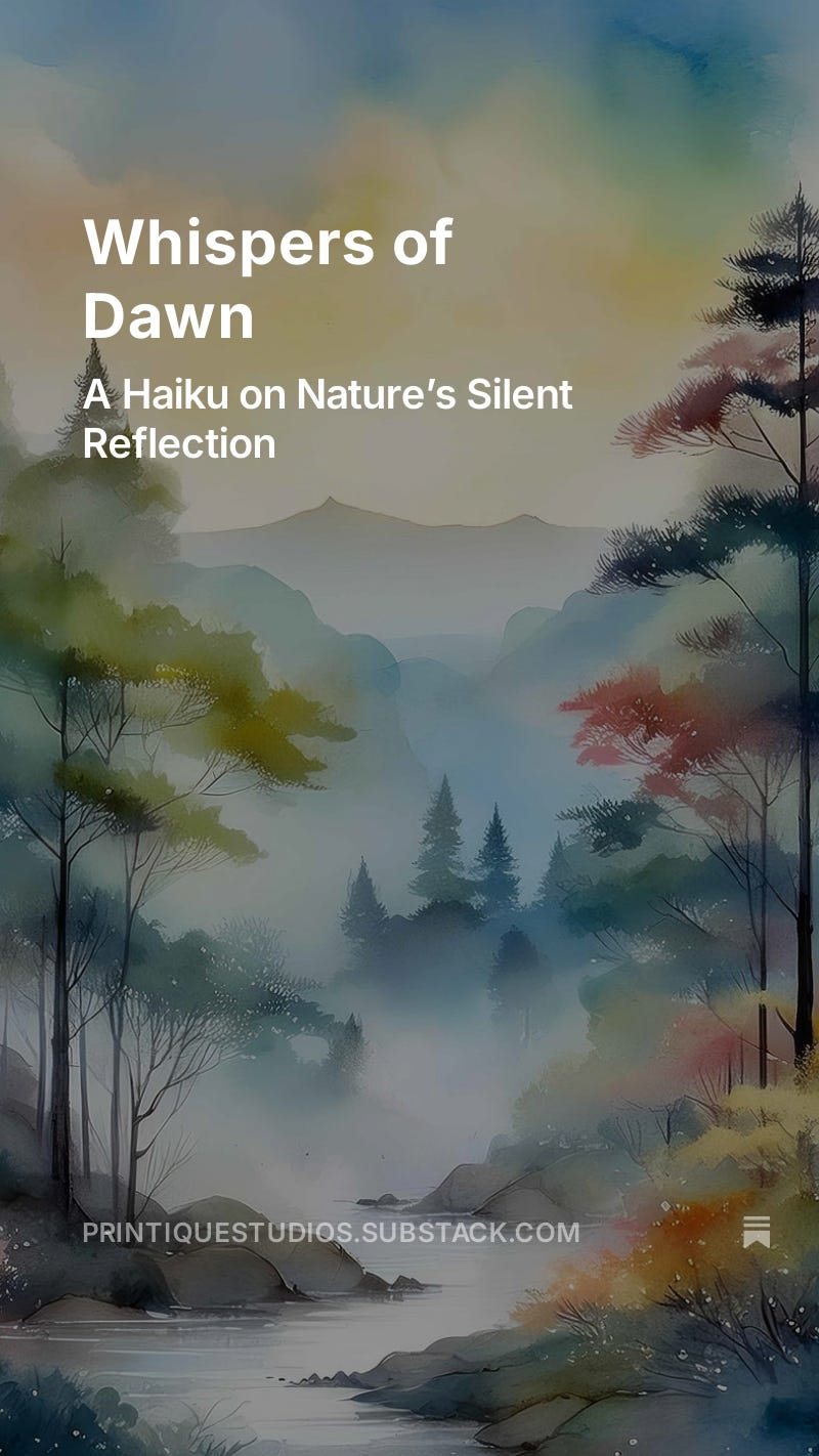 Whispers of Dawn: A Haiku on Nature’s Silent Reflection - Printique ...