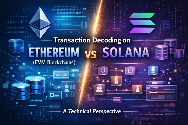 Transaction Decoding on Ethereum (EVM blockchains ) vs Solana: A Technical Perspective