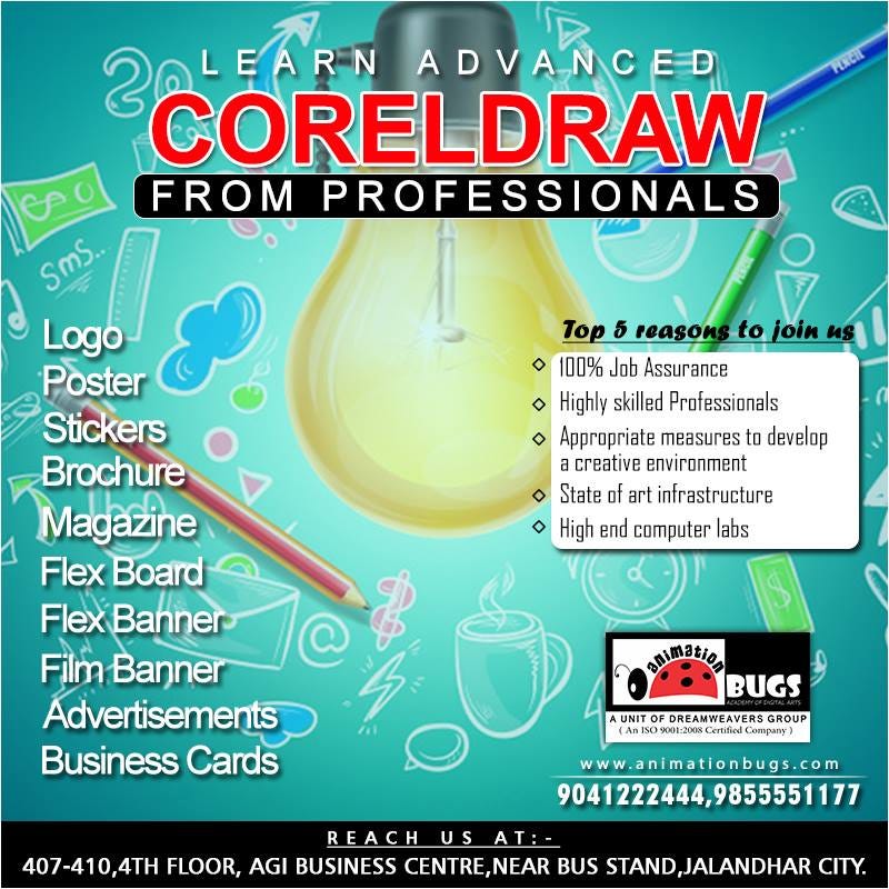 Best Corel Draw Coaching Institute in Jalandhar by Animation Bugs