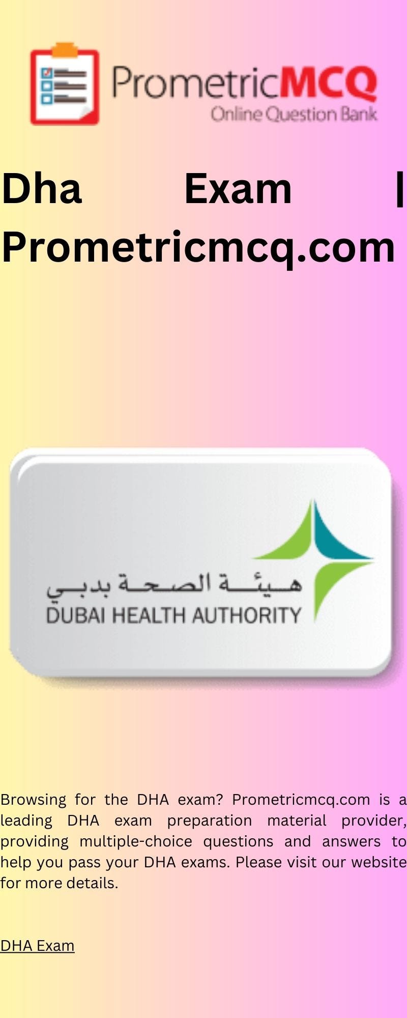 Dha Exam Prometricmcq Prometic Exam Medium