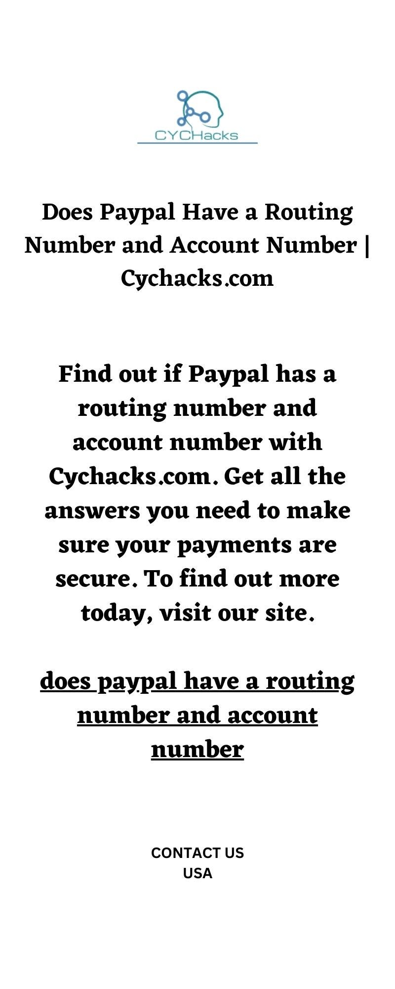 Does Paypal Have a Routing Number and Account Number