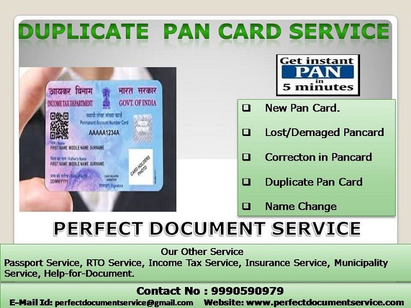 Lost Pan Card ! by perfect Document Medium